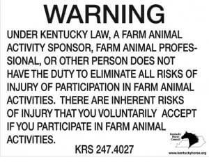 Kentucky Farm Liability Sign