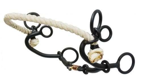 Showman Black Steel Combo Hackamore With Rope Nose