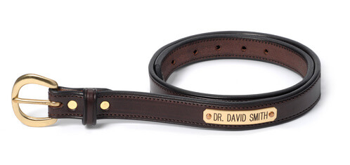 Stitched Leather Nameplate Belt