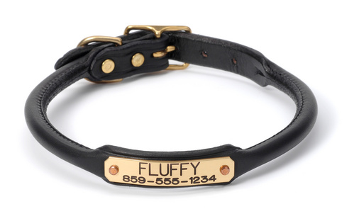 leather dog collars with name plate