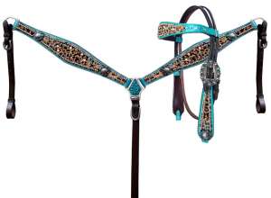 Cheatah Print Headstall/Breast Collar Set