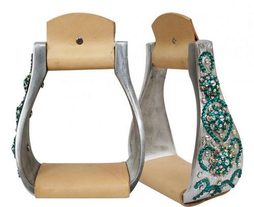Showman Wide Engraved Stirrups with Conchos